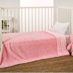 Κουβέρτα Βρεφική Βελουτέ Κούνιας KB202-3 Pink White Egg (110x140) 1Τεμ