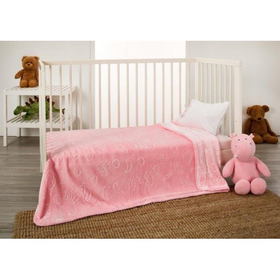 Κουβέρτα Βρεφική Βελουτέ Κούνιας KB202-3 Pink White Egg (110x140) 1Τεμ