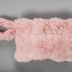 Γούνινο Νεσεσσέρ Με Φερμουάρ T400-1 Pink Με Χερούλο Γούνινο White Egg (19x30) 1Τεμ