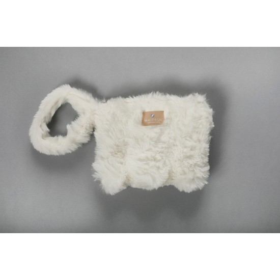 Γούνινο Νεσεσσέρ Με Φερμουάρ T400-2 White Με Χερούλο Γούνινο White Egg (16x20) 1Τεμ