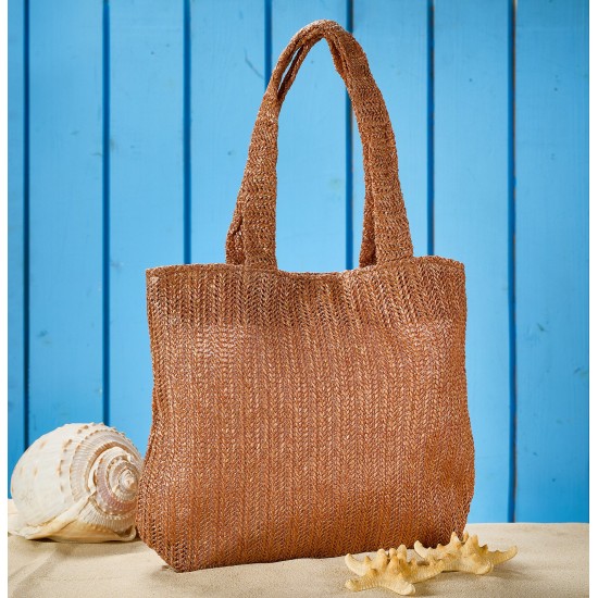 Τσάντα Παραλίας Ώμου Ψάθα Με Χερούλια & Κούμπωμα Tote Bag-21 White Egg (Π25+Υ39+Μ30+Β5) 1Τεμ