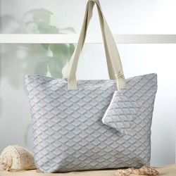 Τσάντα Παραλίας Ώμου Με Χερούλια & Κούμπωμα Tote Bag-24 White Egg (Π37+Μ56+Β12) 1Τεμ