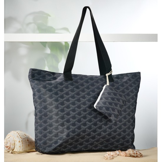 Τσάντα Παραλίας Ώμου Με Χερούλια & Κούμπωμα Tote Bag-25 White Egg (Π37+Μ56+Β12) 1Τεμ