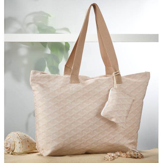 Τσάντα Παραλίας Ώμου Με Χερούλια & Κούμπωμα Tote Bag-27 White Egg (Π37+Μ56+Β12) 1Τεμ