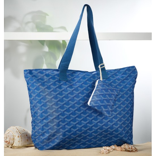 Τσάντα Παραλίας Ώμου Με Χερούλια & Κούμπωμα Tote Bag-28 White Egg (Π37+Μ56+Β12) 1Τεμ