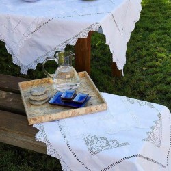 Τραπεζομάντηλο Παραδοσιακό Πλεκτό 1317 Cotton White Egg (140x140) 1Τεμ