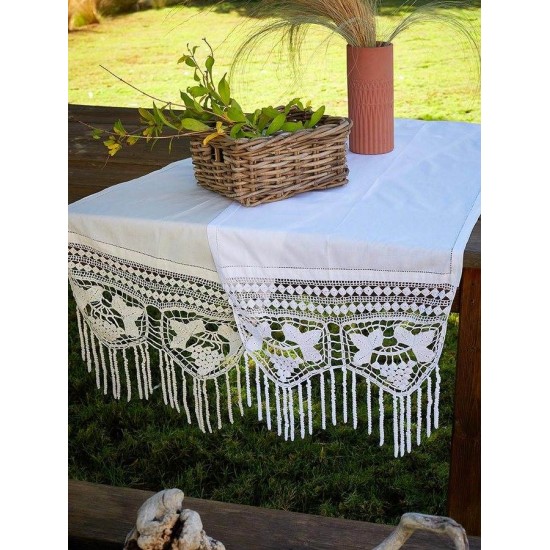 Τραβέρσα Παραδοσιακή Πλεκτή B152 Cotton White Egg (50x150) 1Τεμ