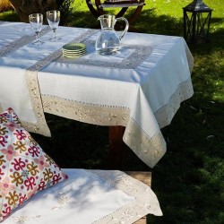 Τραπεζομάντηλο 80280 Με Κέντημα Linen White Egg (180x220) 1Τεμ