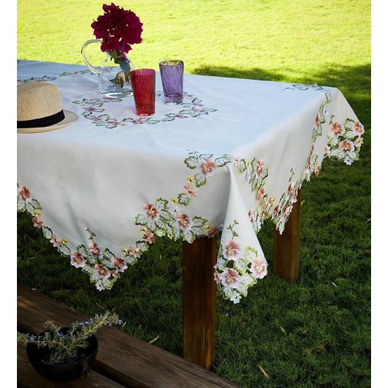 Τραπεζομάντηλο 340 Με Κέντημα Polycotton White Egg (140x140) 1Τεμ