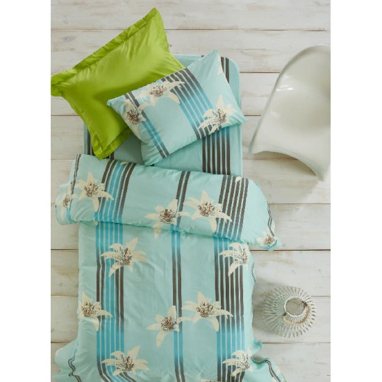 Σεντόνια Μονά Σετ Basic BA54 Green 100% Cotton White Egg (160x240) 3Τεμ
