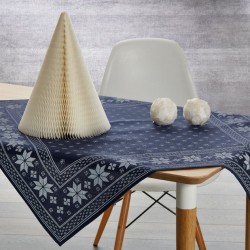 Καρέ Χριστουγεννιάτικo 80235/A Blue Polylinen White Egg (90x90) 1Τεμ