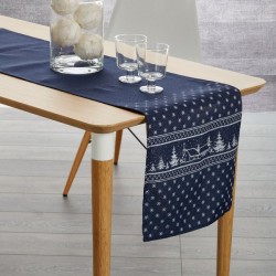 Καρέ Χριστουγεννιάτικo 80236/B Blue Polylinen White Egg (90x90) 1Τεμ