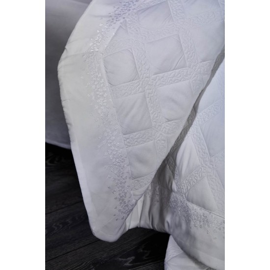 Κουβερλί Υπέρδιπλο Σετ Νυφικό ΝΚ 01 Jacquard Microfiber White Egg (230x250) 3Τεμ
