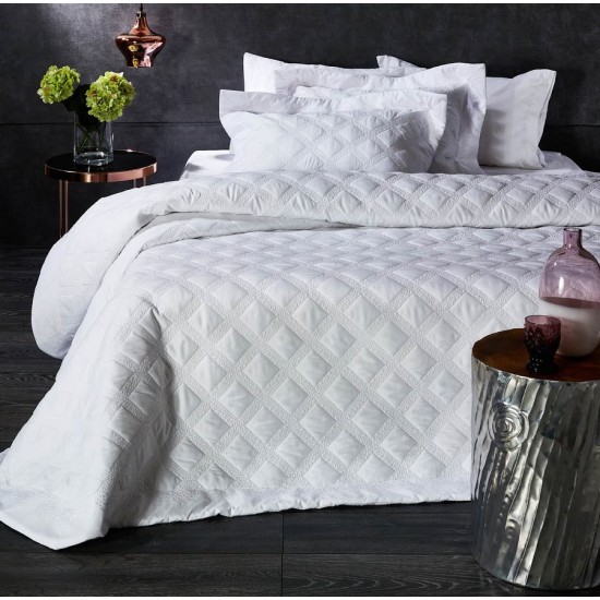 Κουβερλί Υπέρδιπλο Σετ Νυφικό ΝΚ 01 Jacquard Microfiber White Egg (230x250) 3Τεμ