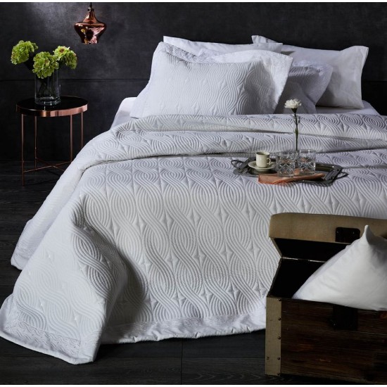 Κουβερλί Υπέρδιπλα Σετ Νυφικό ΝΚ 03 Jacquard Microfiber White Egg (230x250) 3Τεμ