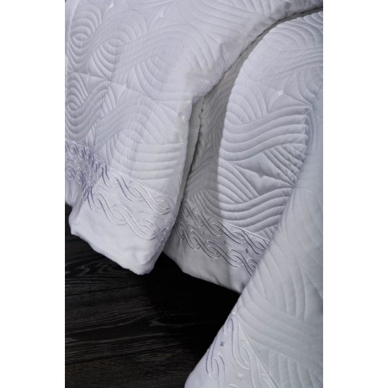 Κουβερλί Υπέρδιπλα Σετ Νυφικό ΝΚ 03 Jacquard Microfiber White Egg (230x250) 3Τεμ
