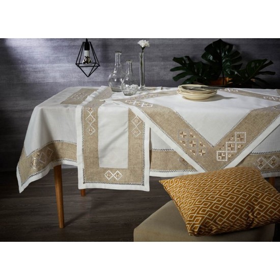 Καρέ Τραπεζαρίας 79147 Με Κέντημα Polylinen White Egg (90x90) 1Τεμ