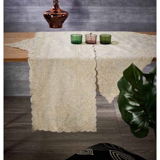 Τραβέρσα Τραπεζαρίας 80217 Με Κέντημα Polylinen White Egg (90x90) 1Τεμ