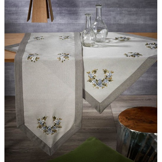 Τραβέρσα Τραπεζαρίας 40501 Με Κέντημα Polylinen White Egg (45x180) 1Τεμ
