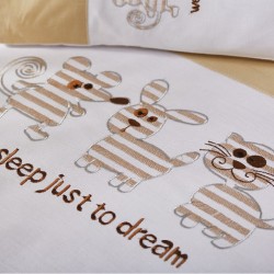 Σεντόνια Κούνιας Σετ Baby Γάτες/03 Με Κέντημα Cotton White Egg (135x160) 3Τεμ